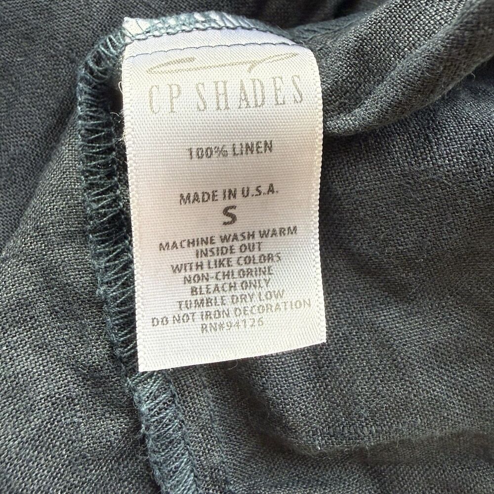 CP Shades Sz Small Dark Blue Tiered 100% Linen Lagenlook Tunic Dress Minimalist - Picture 5 of 8